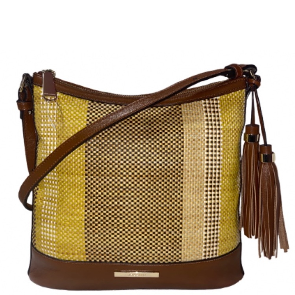 Brahim RARE Katie Crossbody Bag 🤎✨ Italian Straw 🌾 Multi Isla Brown 🤍👜 - Picture 1 of 7